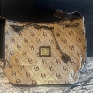Dooney & Bourke Tan and Brown Monogram Shoulder Bag